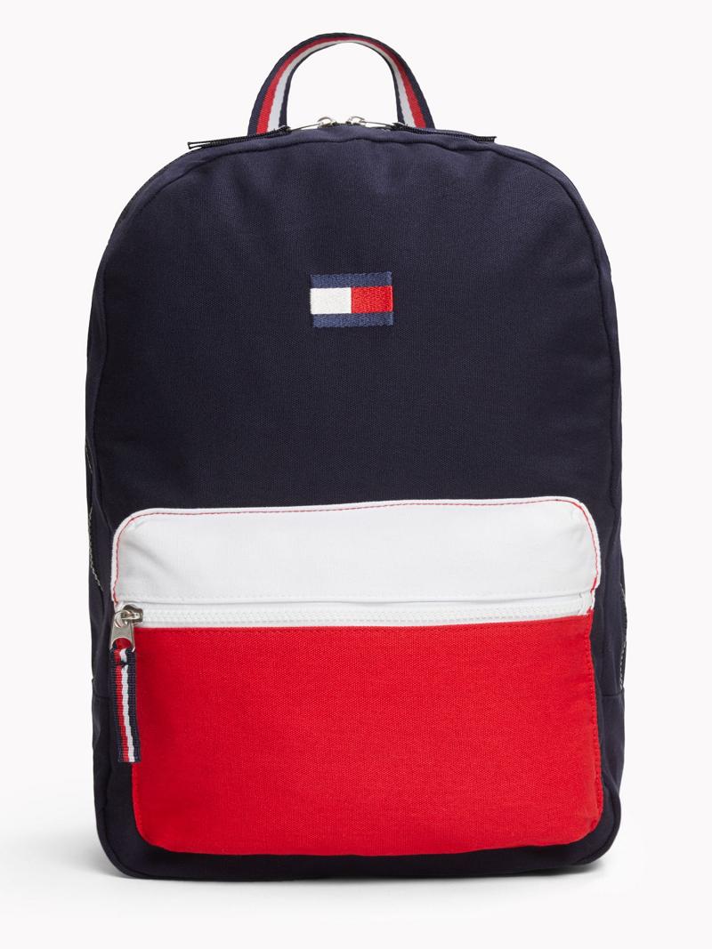 Férfi Tommy Hilfiger Colorblock Backpack Táska Sötétkék Fehér Piros | HU 1479VRW